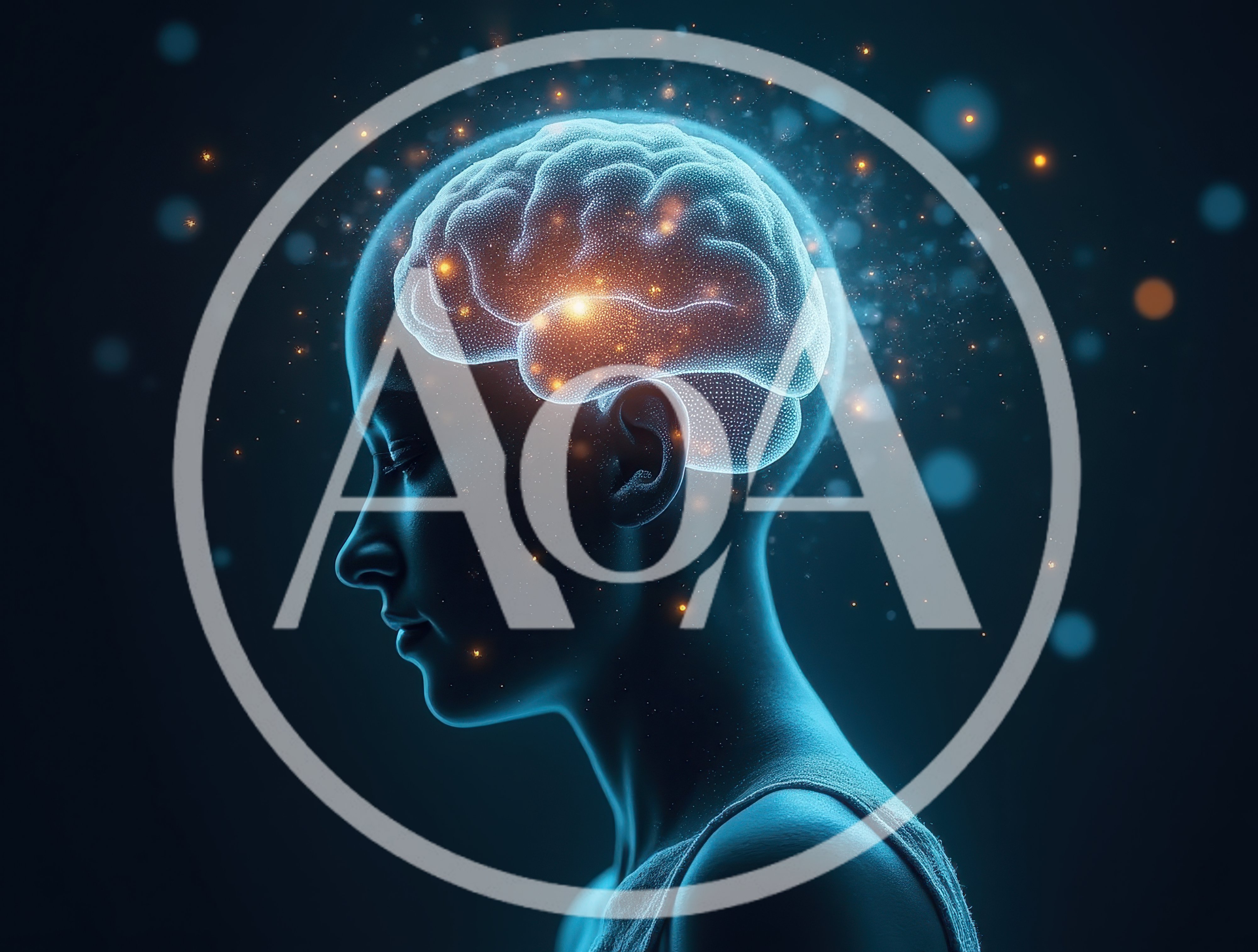 Digital Human Head With Glowing Neural Network Brain