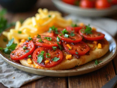 Flatbread Pizza Topped With Fresh Tomato Slices