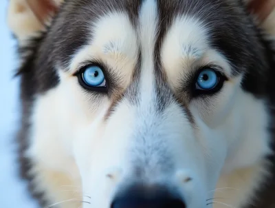 Close Up Portrait Of A Siberian Husky