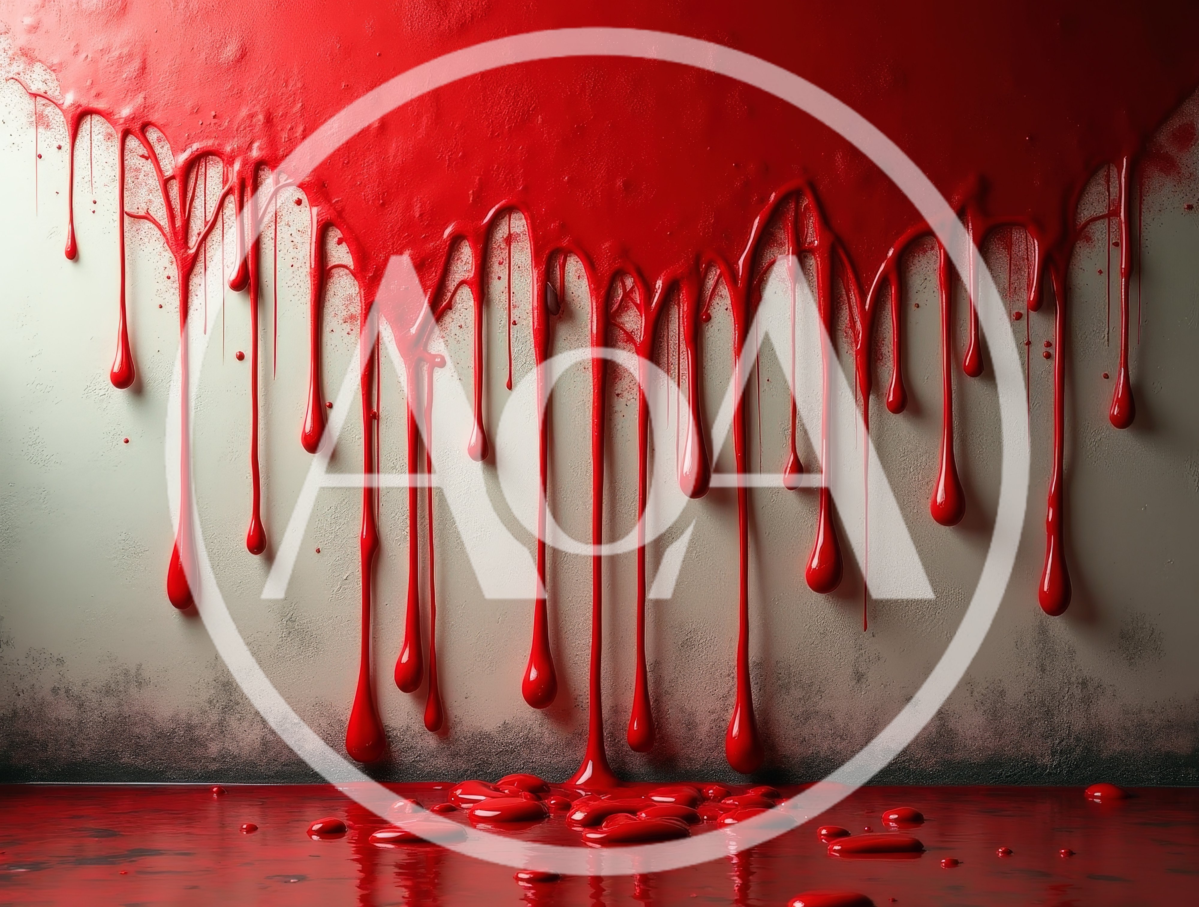 Red Paint Dripping Down A Textured Wall
