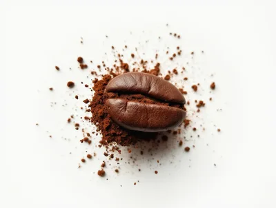 Single Roasted Coffee Bean With Ground Coffee Powder