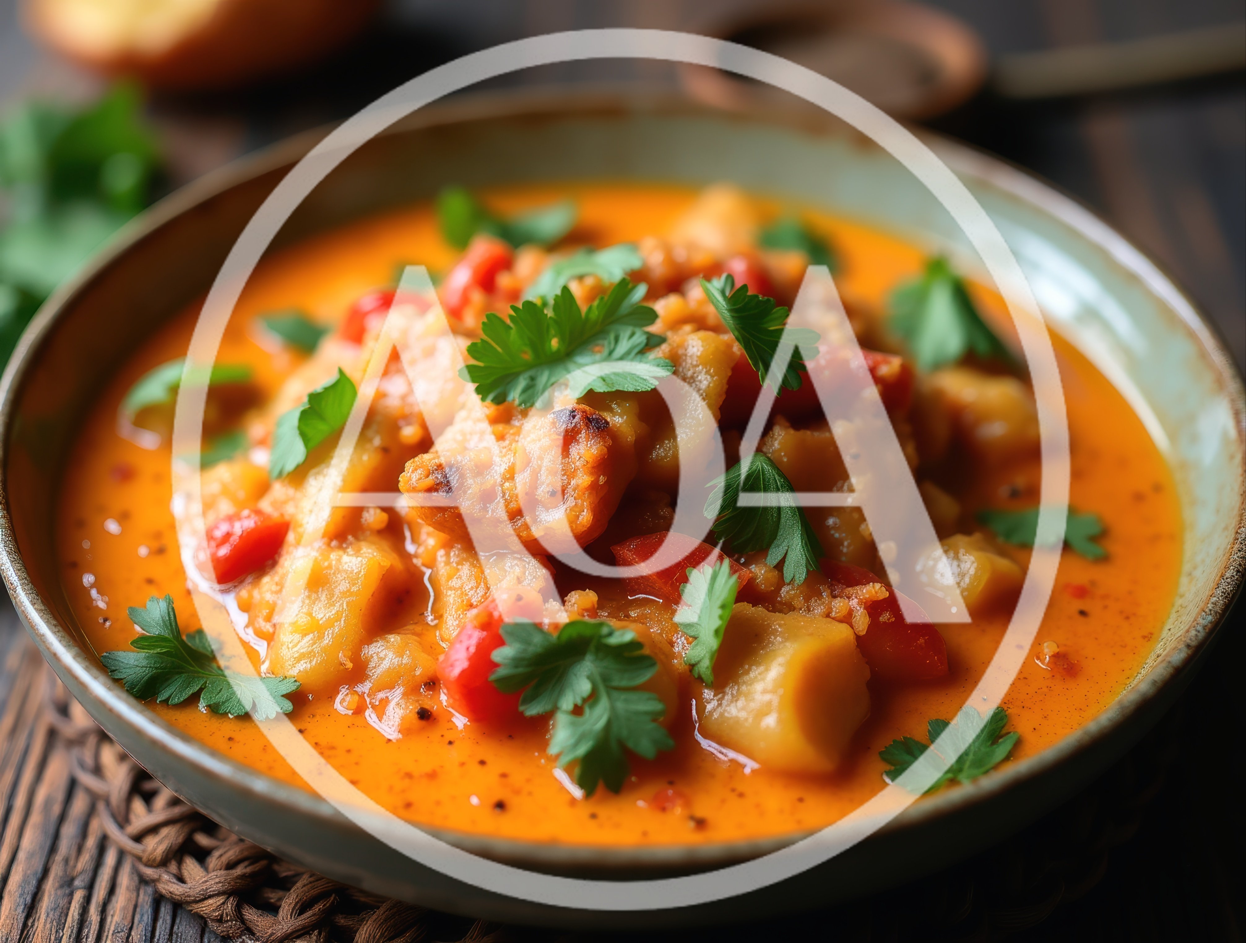 Bowl Of Hearty Vegetable Curry With Fresh Herbs