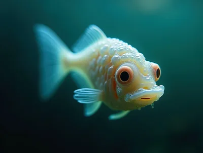Close Up Of A Pearlscale Goldfish Swimming