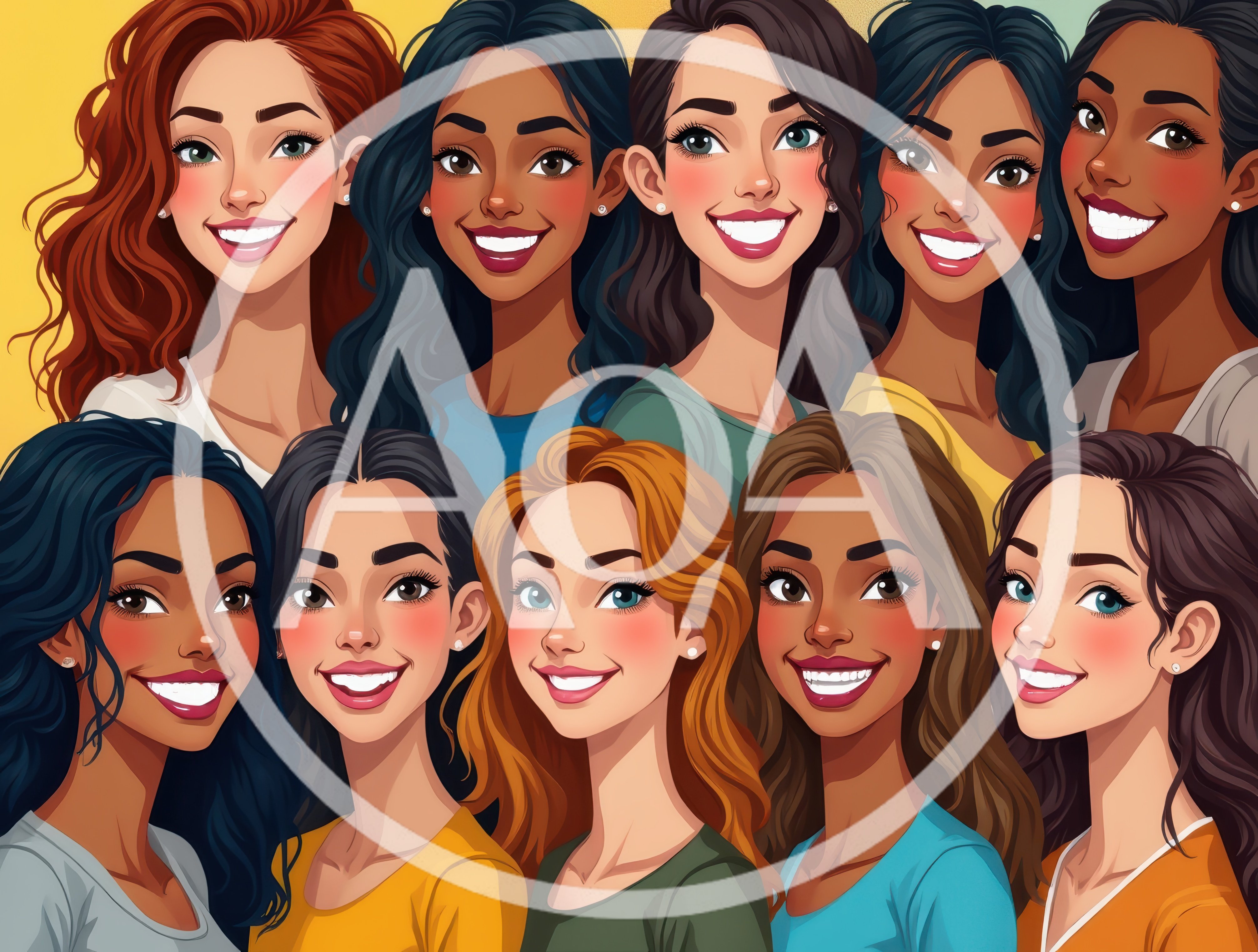 Diverse Group Of Smiling Women Portraits