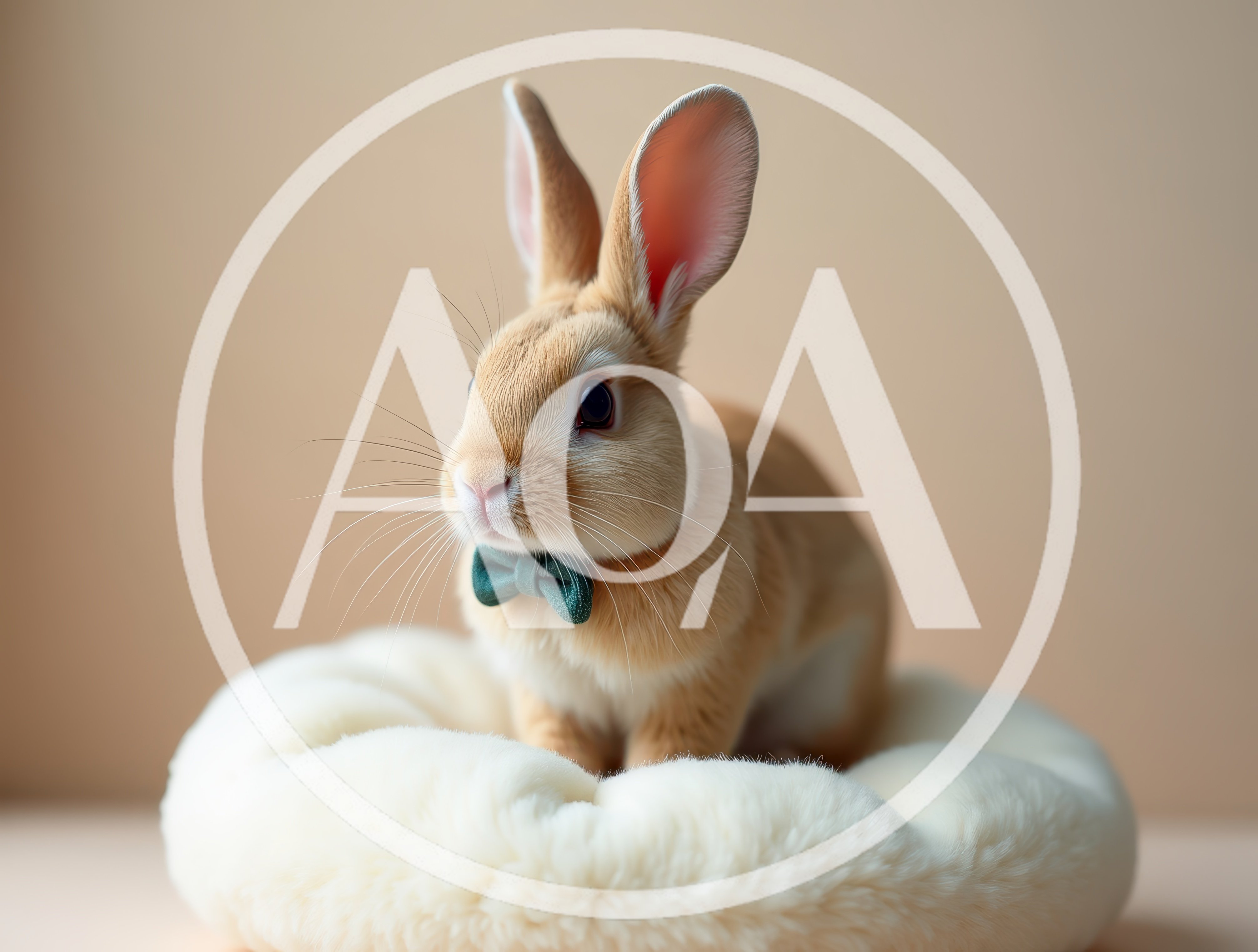 Cute Bunny Wearing A Green Bow Tie