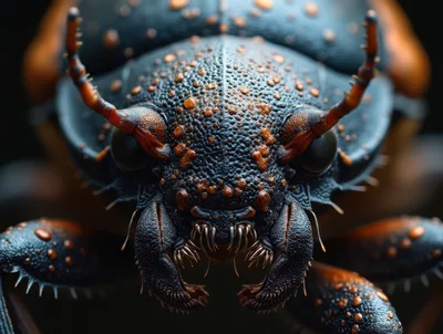 Macro Close Up Of A Textured Beetle Head