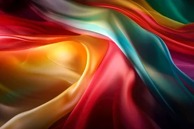 Abstract Flowing Silk Fabric With Vibrant Gradient Colors