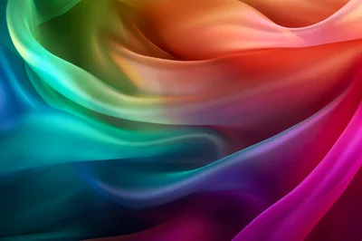 Abstract Rainbow Colored Silk Fabric Waves