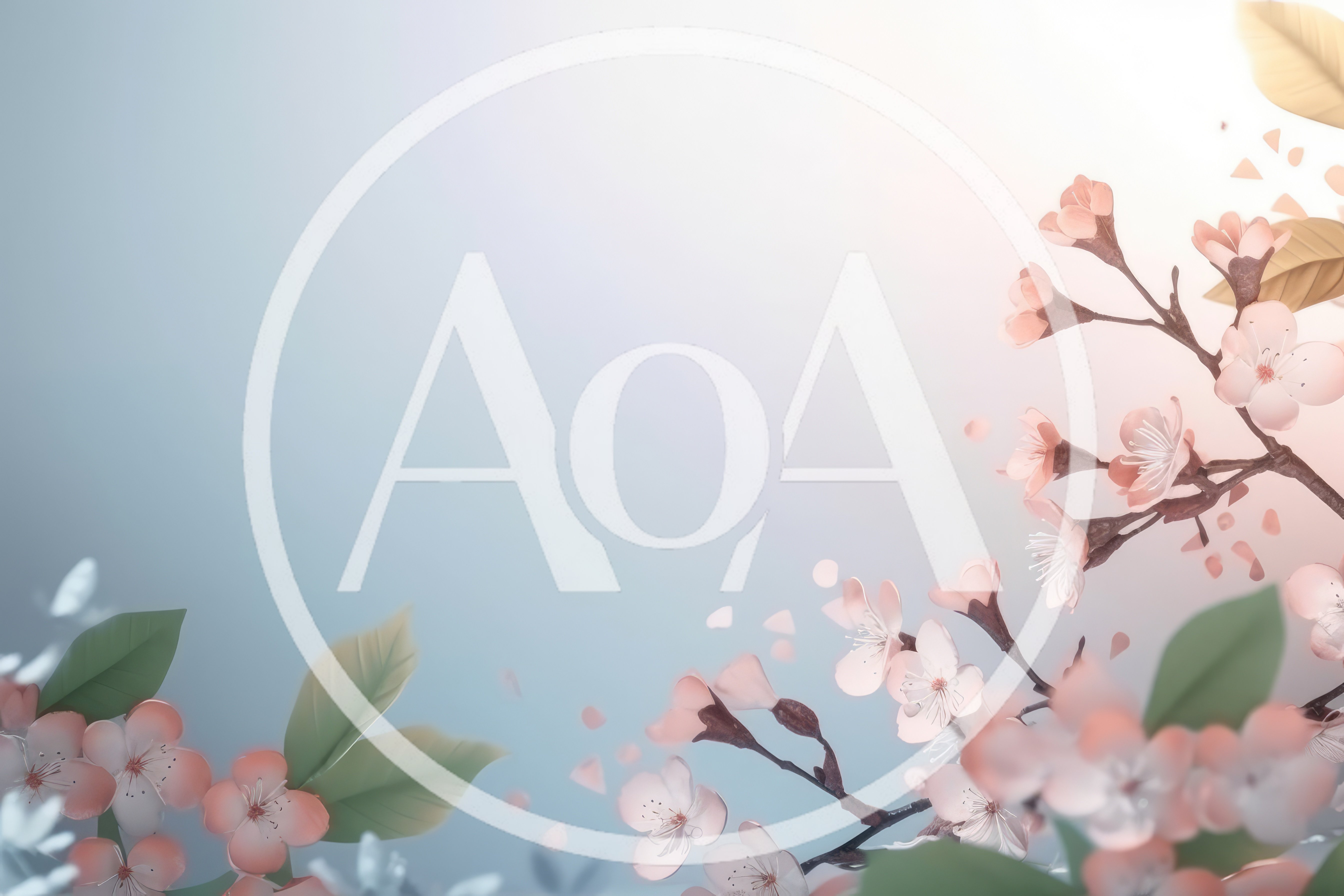 Soft Pink Cherry Blossom Branches Against Pastel Background