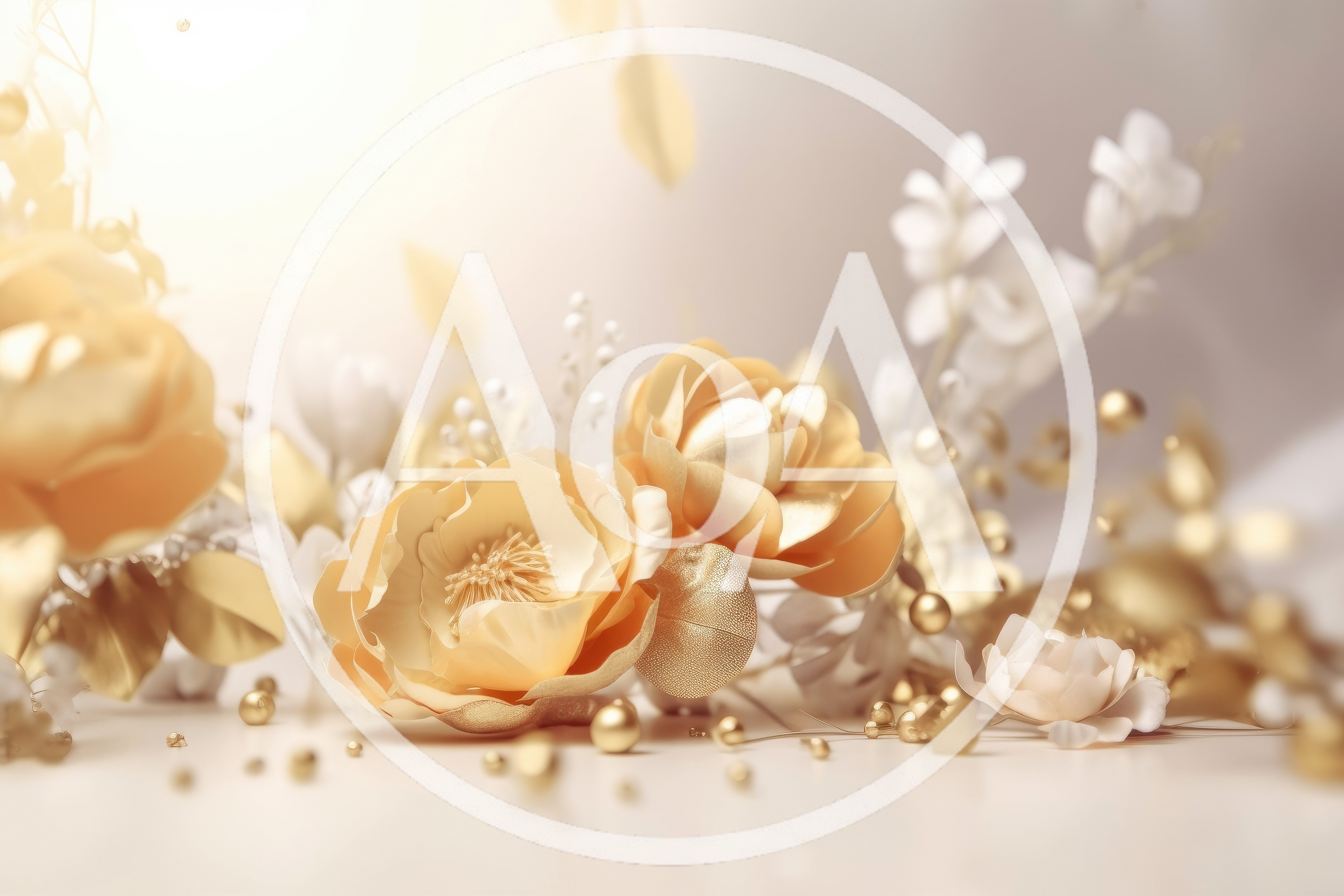 Elegant Gold And White Floral Arrangement With Pearls