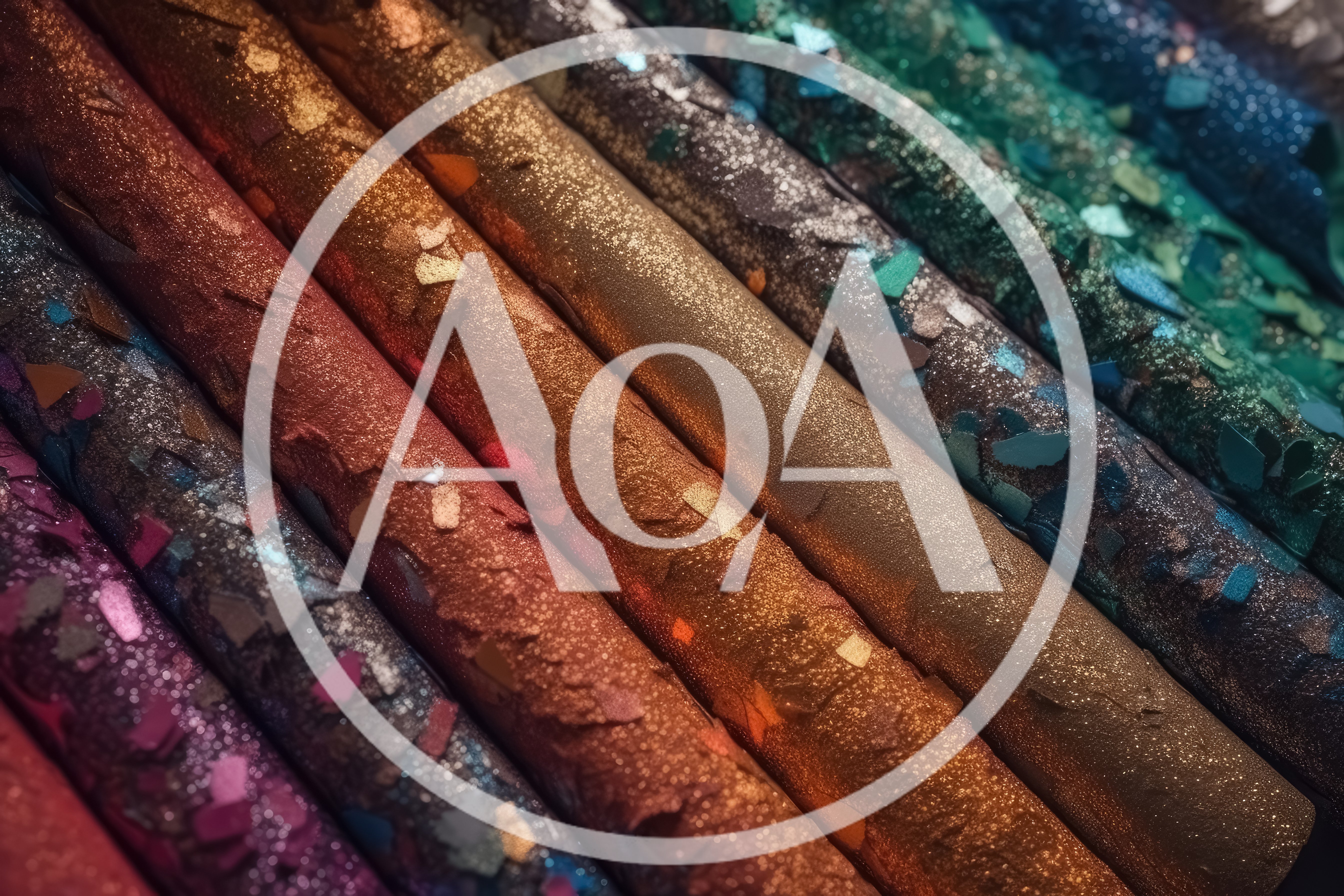 Close Up Of Colorful Glittery Textured Cylindrical Objects