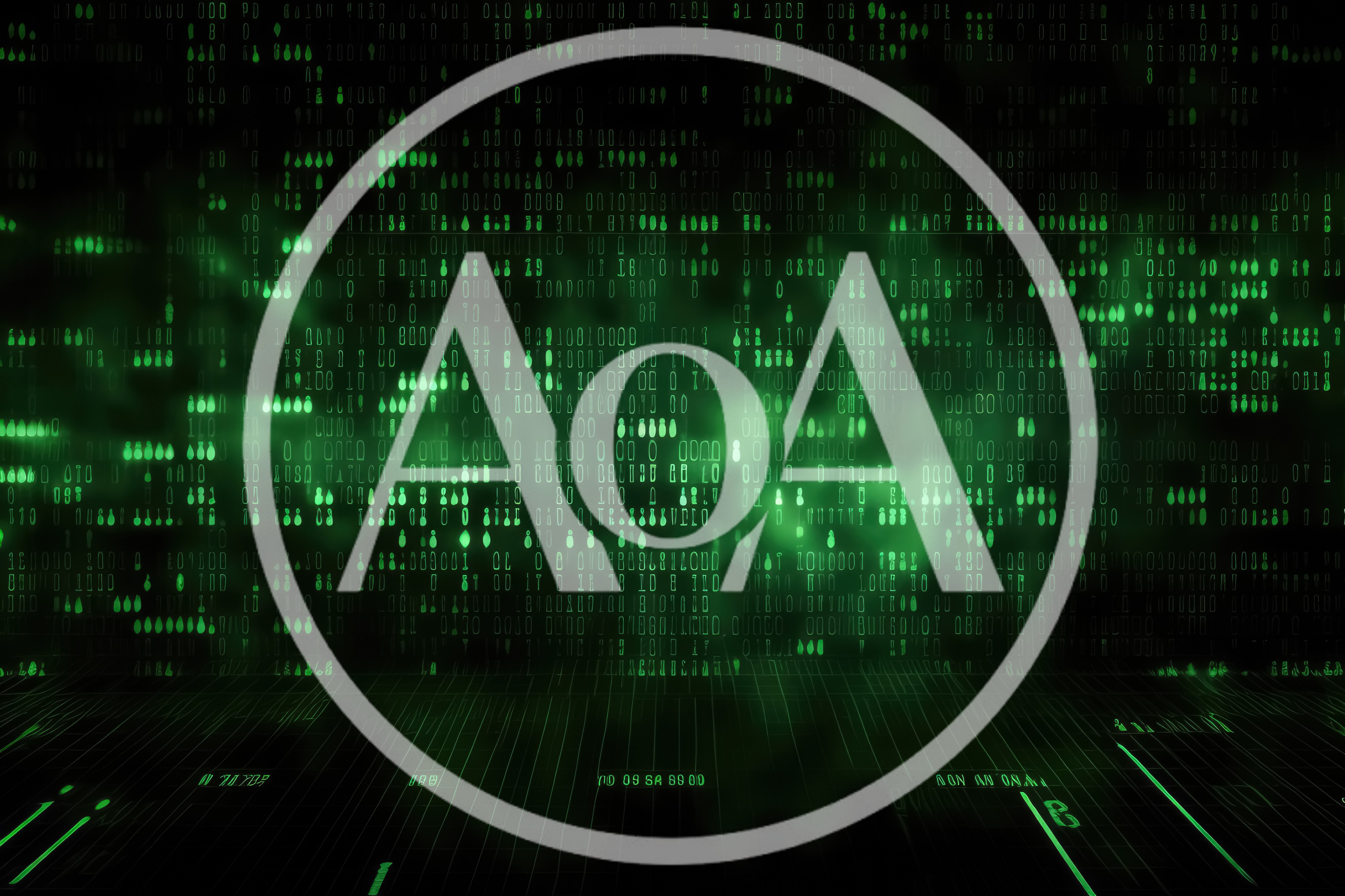 Digital Matrix Code Background With Glowing Green Data