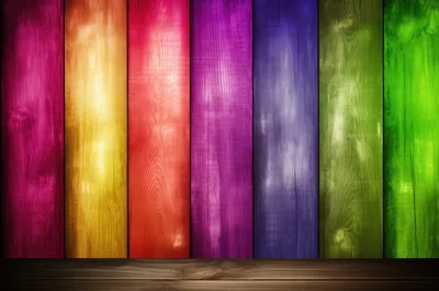 Vertical Wooden Planks With Vibrant Rainbow Colors