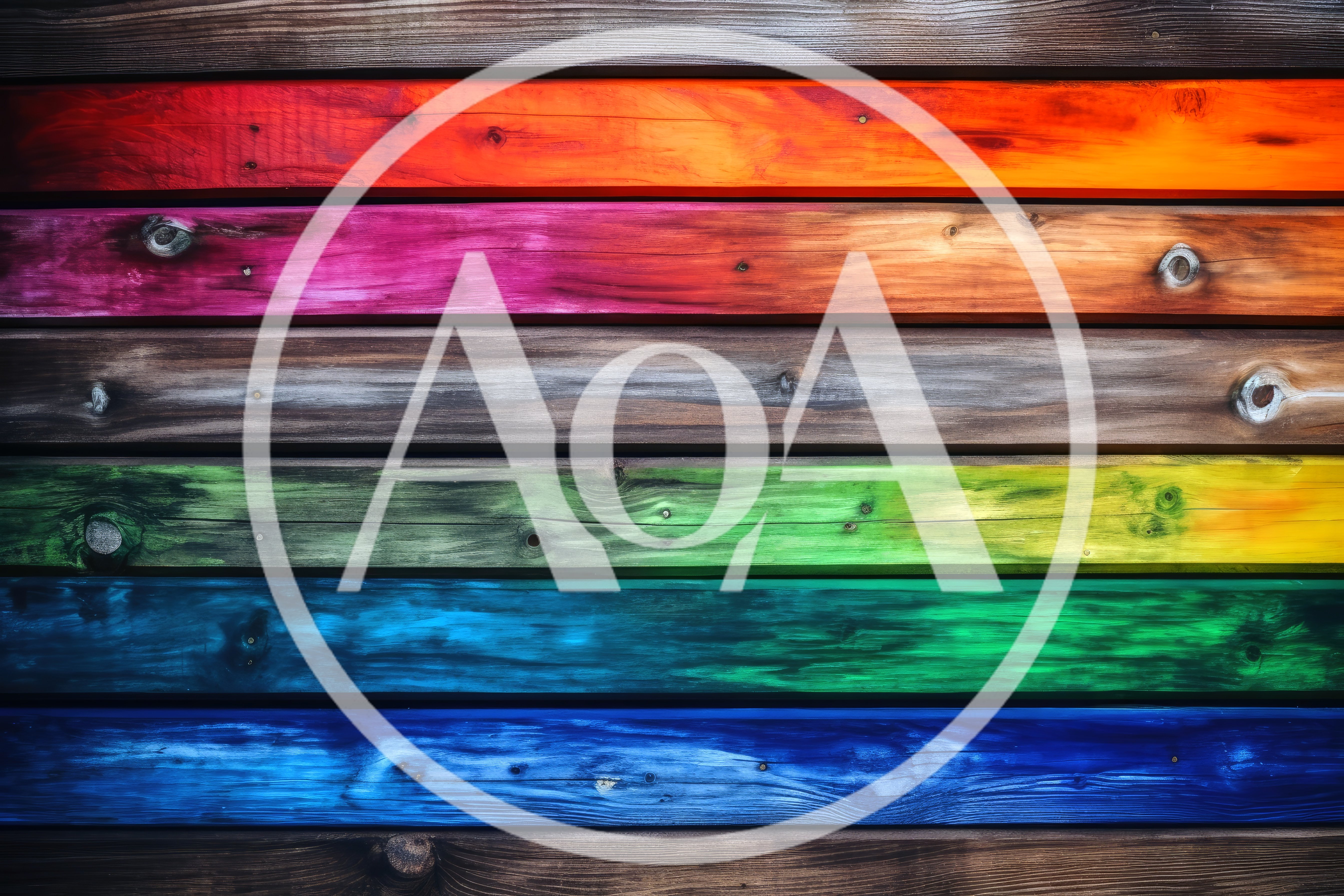Horizontal Wooden Planks Painted In Vibrant Rainbow Colors