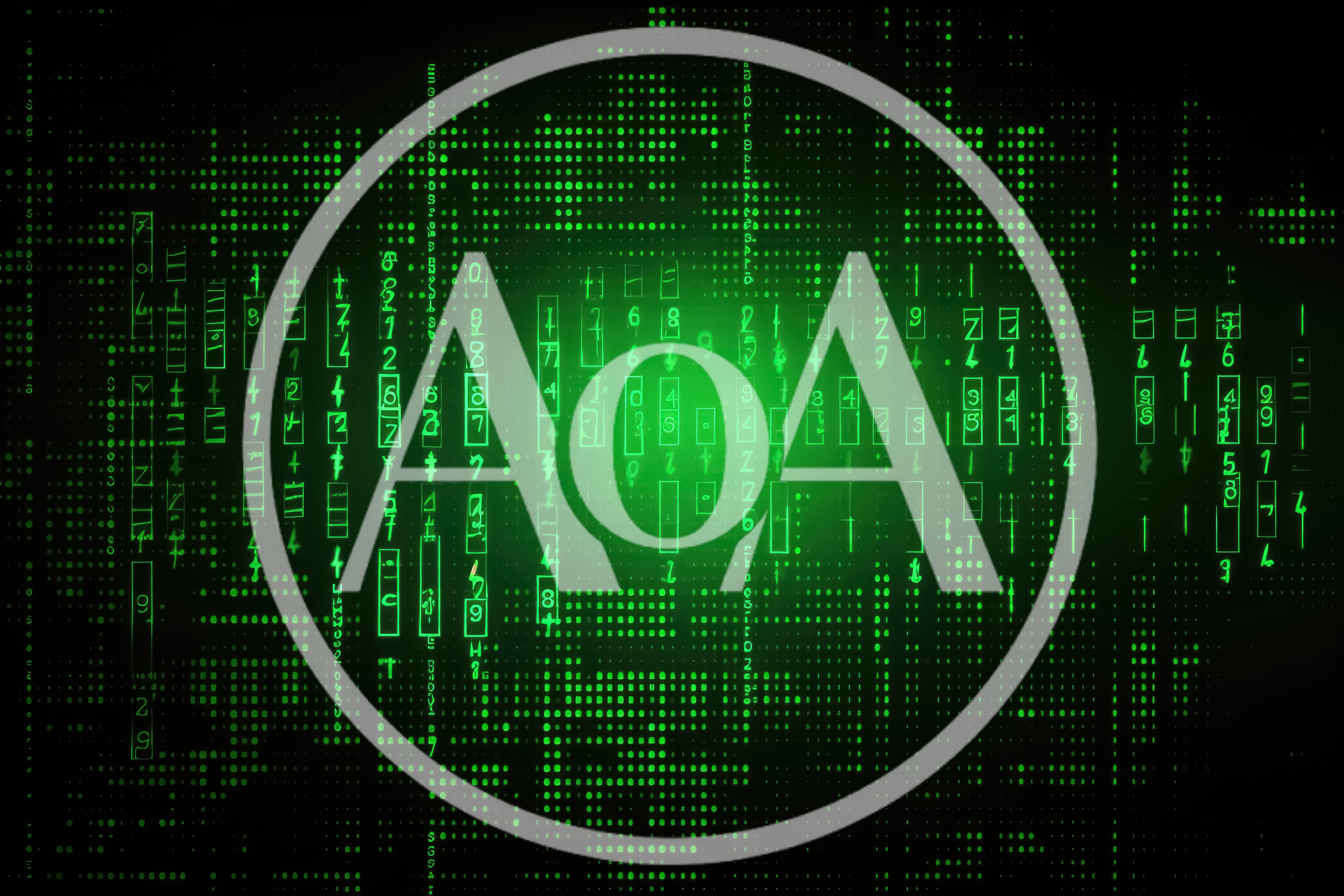 Digital Matrix Code Background With Glowing Green Numbers