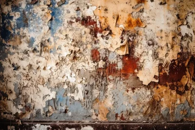 Distressed Wall With Peeling Paint And Texture