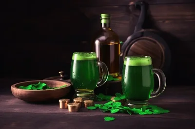 St Patrick's Day Celebration With Green Beer And Shamrocks