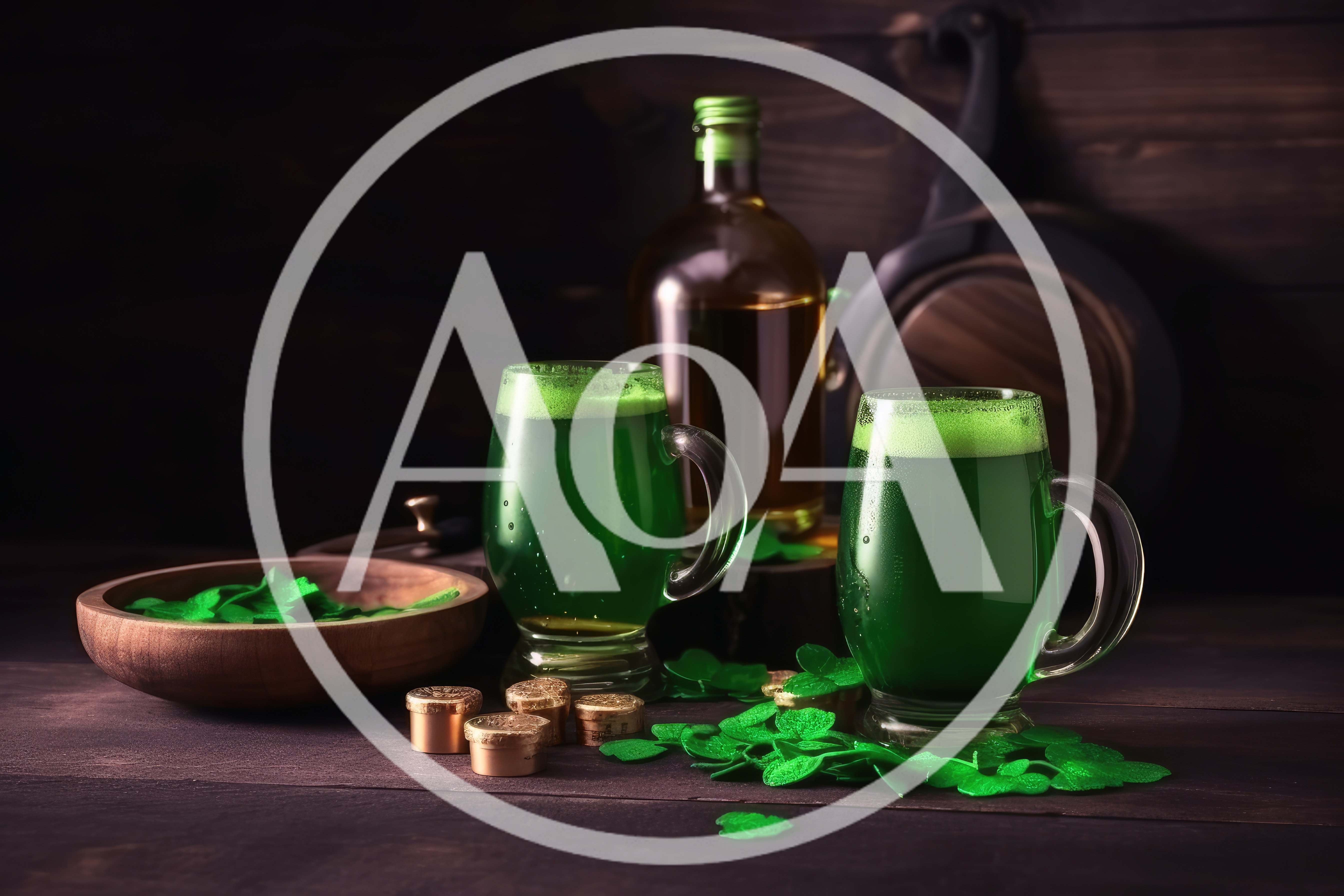 St Patrick's Day Celebration With Green Beer And Shamrocks