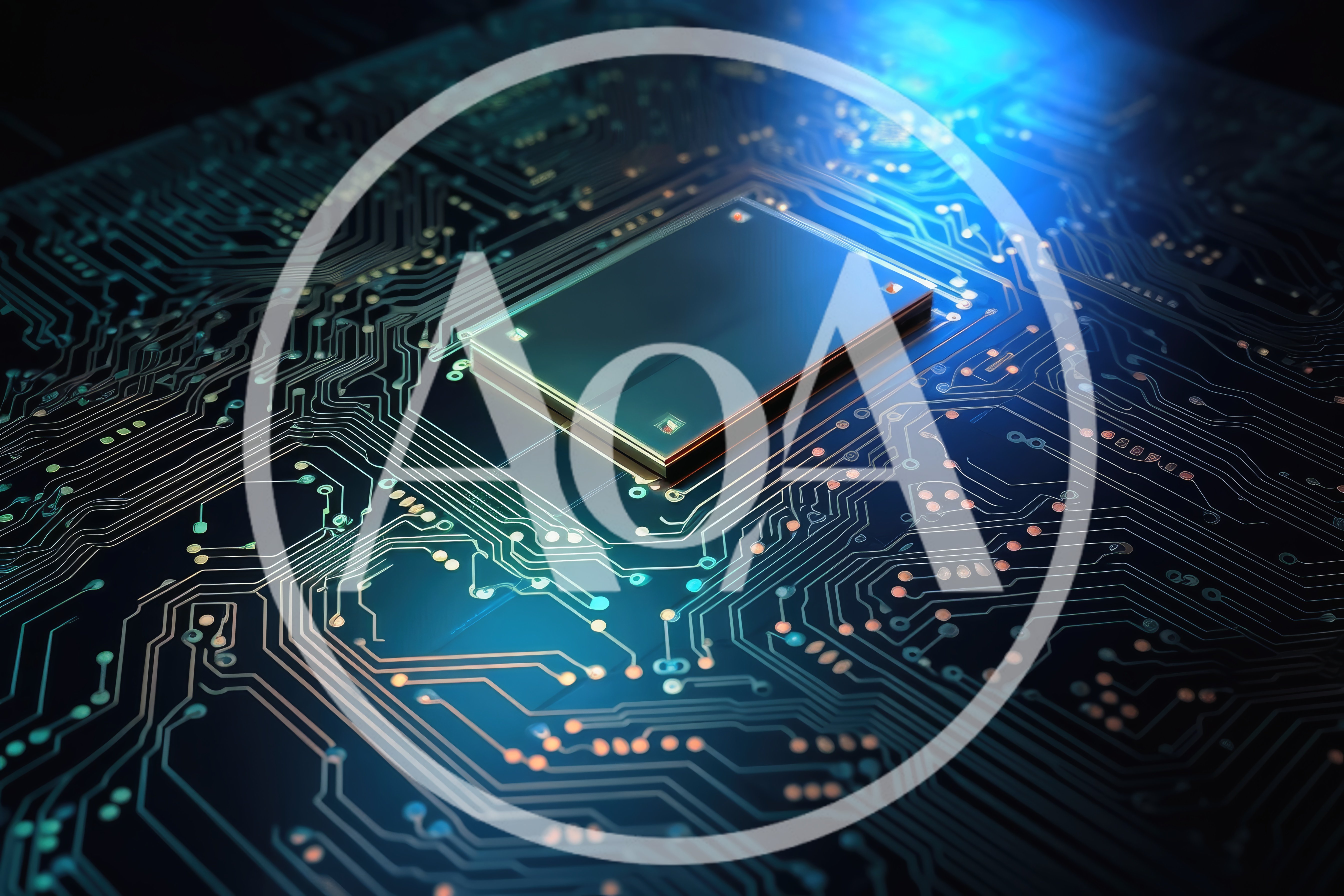 Close Up Of A Microchip On A Circuit Board