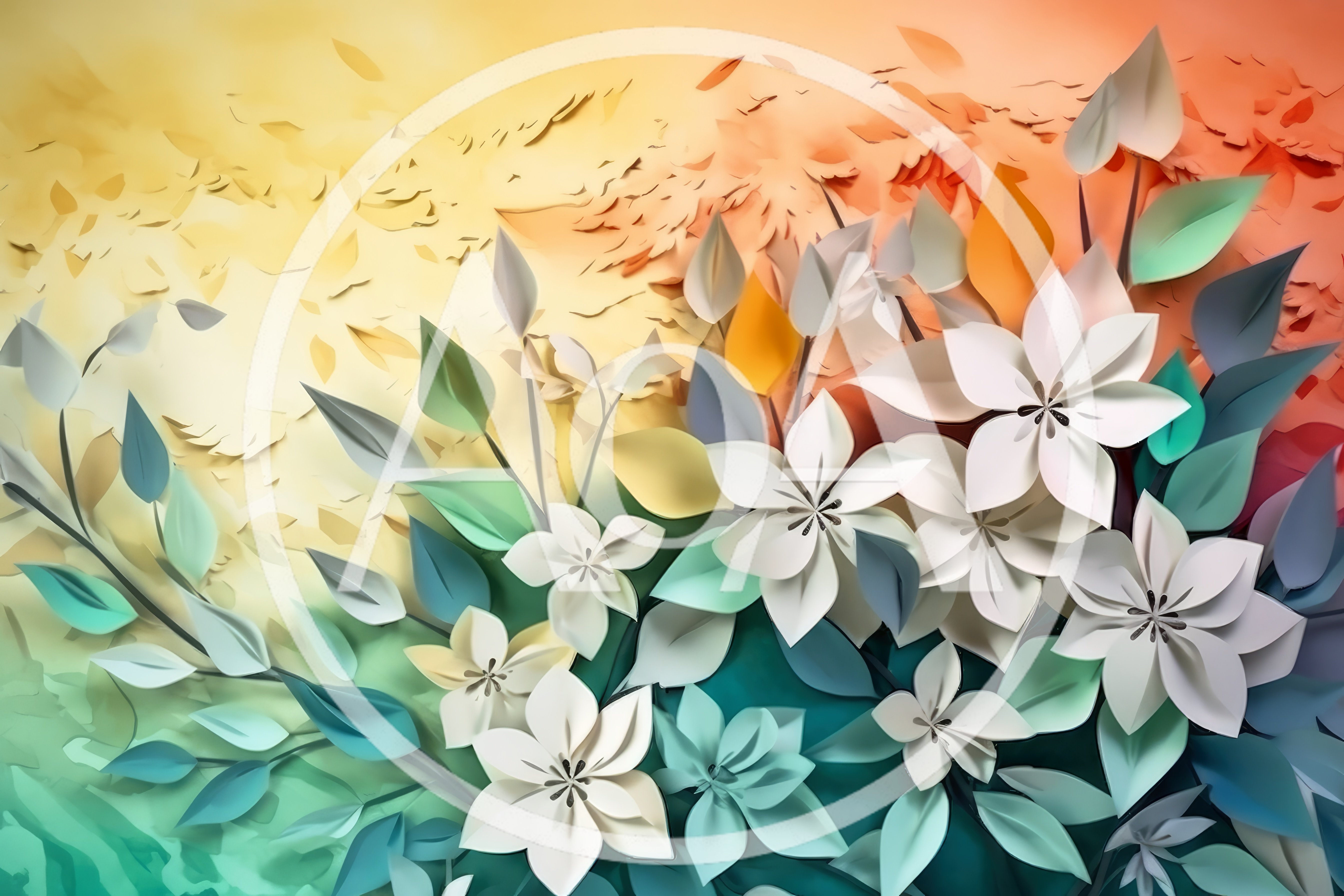 Paper Cutout Floral Arrangement With Soft Gradient Background