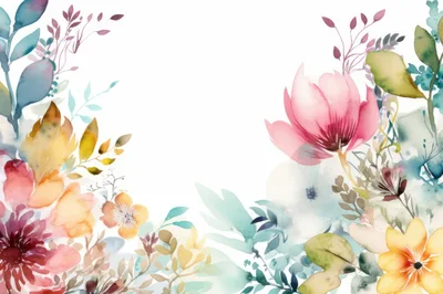 Watercolor Floral Frame With Soft Pastel Flowers