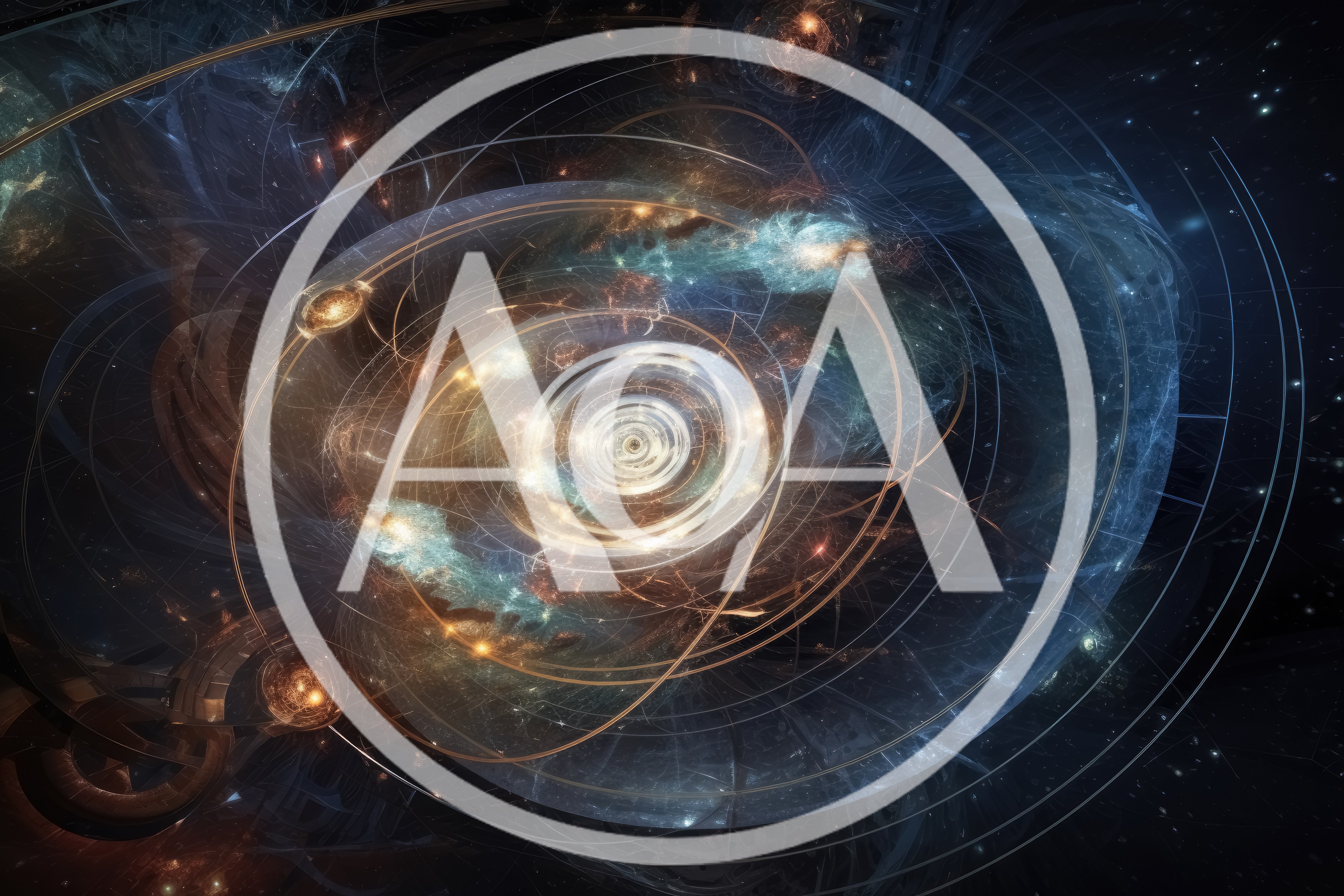 Abstract Cosmic Orrery With Glowing Celestial Orbs