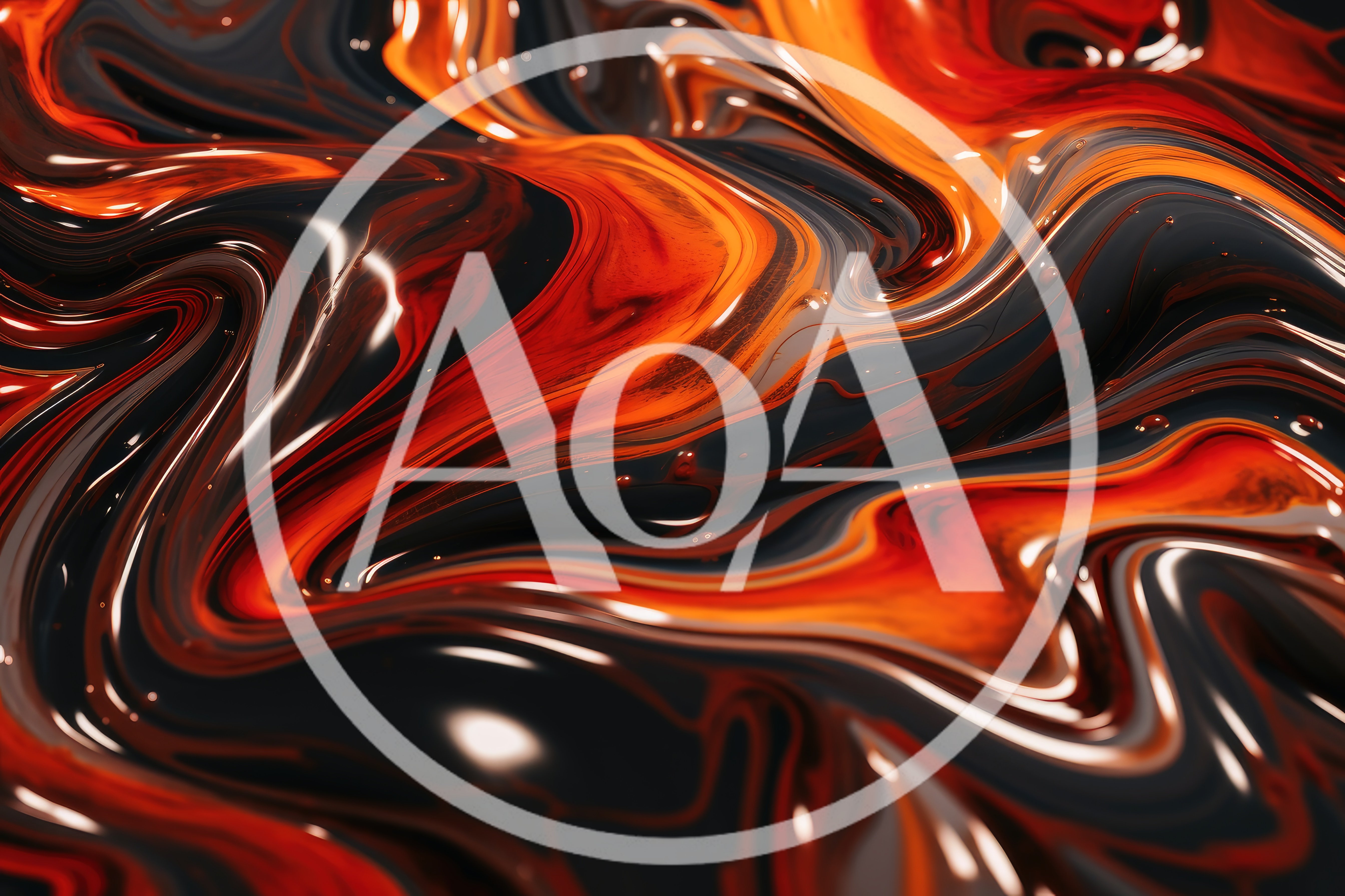 Abstract Liquid Swirls Of Orange And Black Paint
