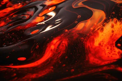 Abstract Liquid Flowing With Glowing Orange And Red Tones