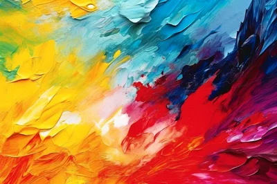 Abstract Oil Painting With Vibrant Colorful Brushstrokes