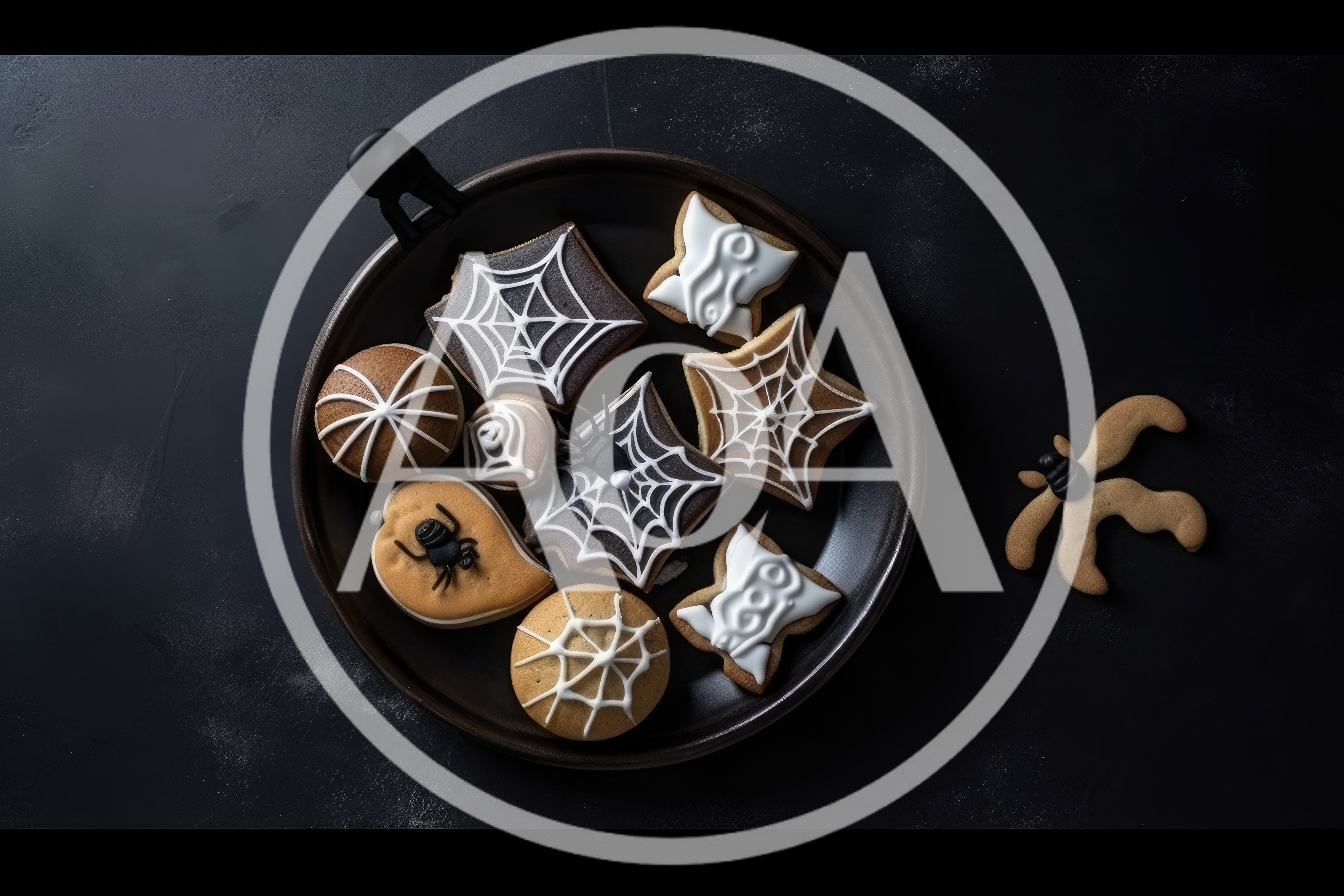 Halloween Cookies Decorated With Spiders And Webs