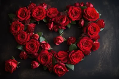 Heart Shape Arrangement Of Red Roses