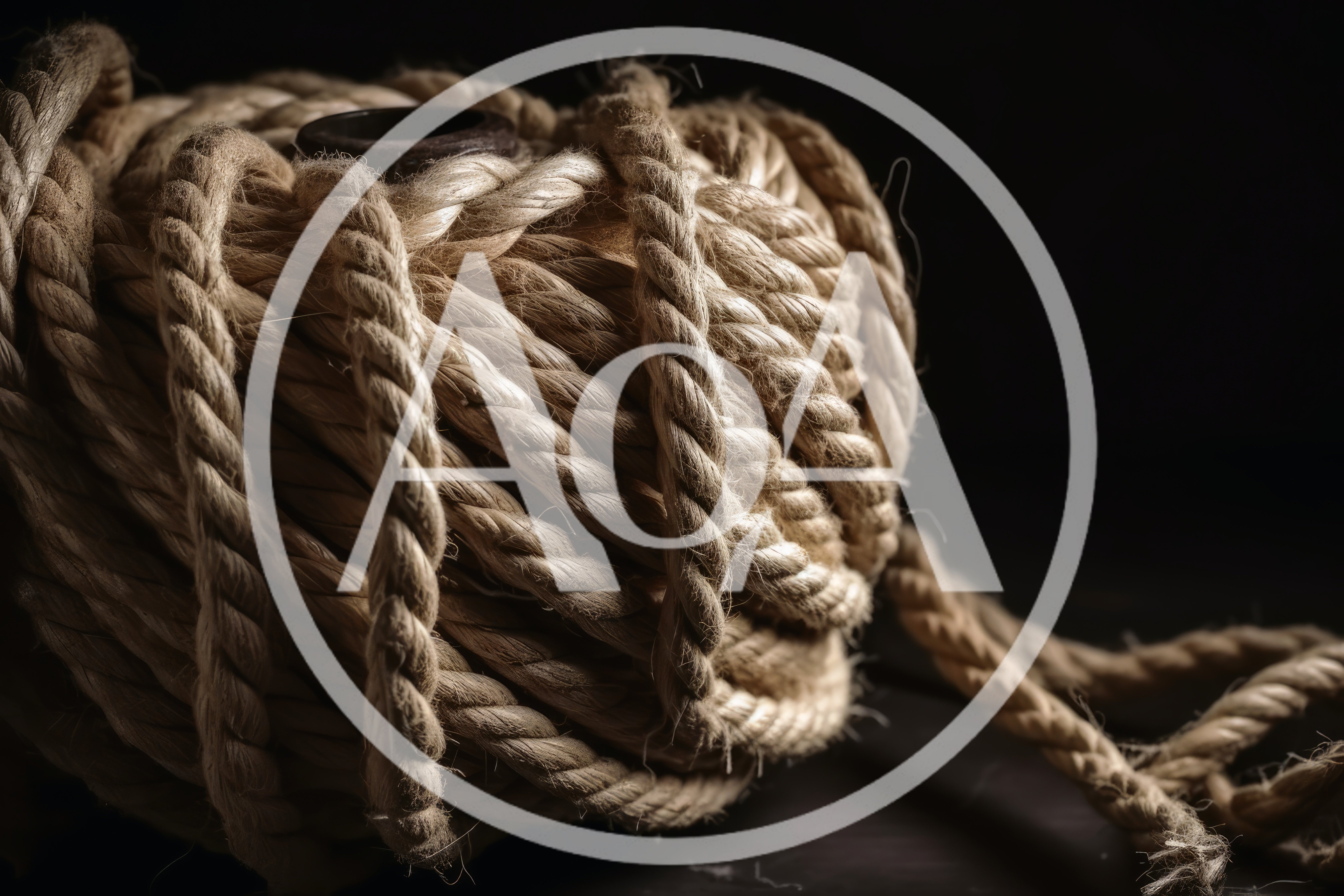 Coiled Natural Fiber Rope On Dark Background