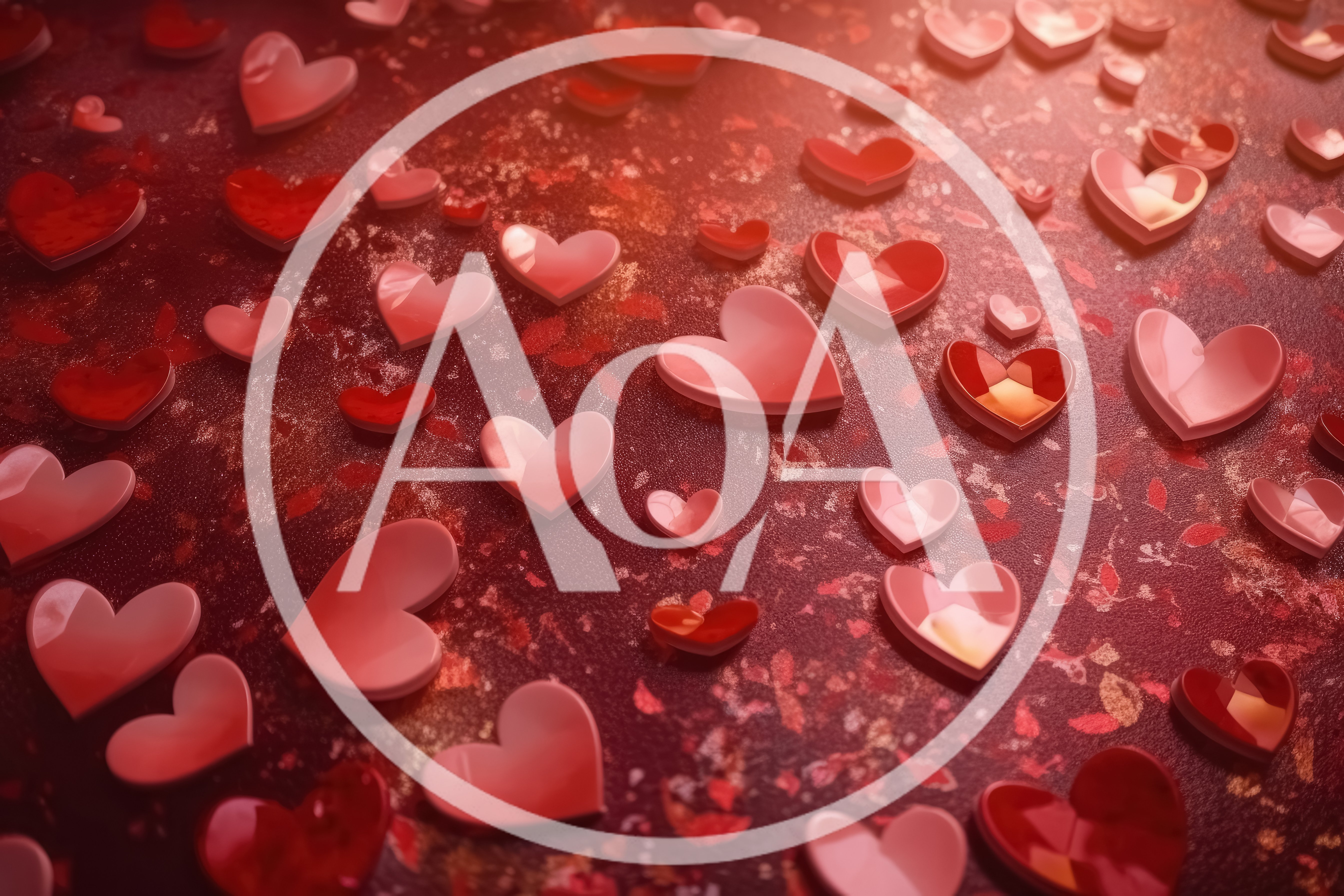 Floating Red Hearts On Textured Background