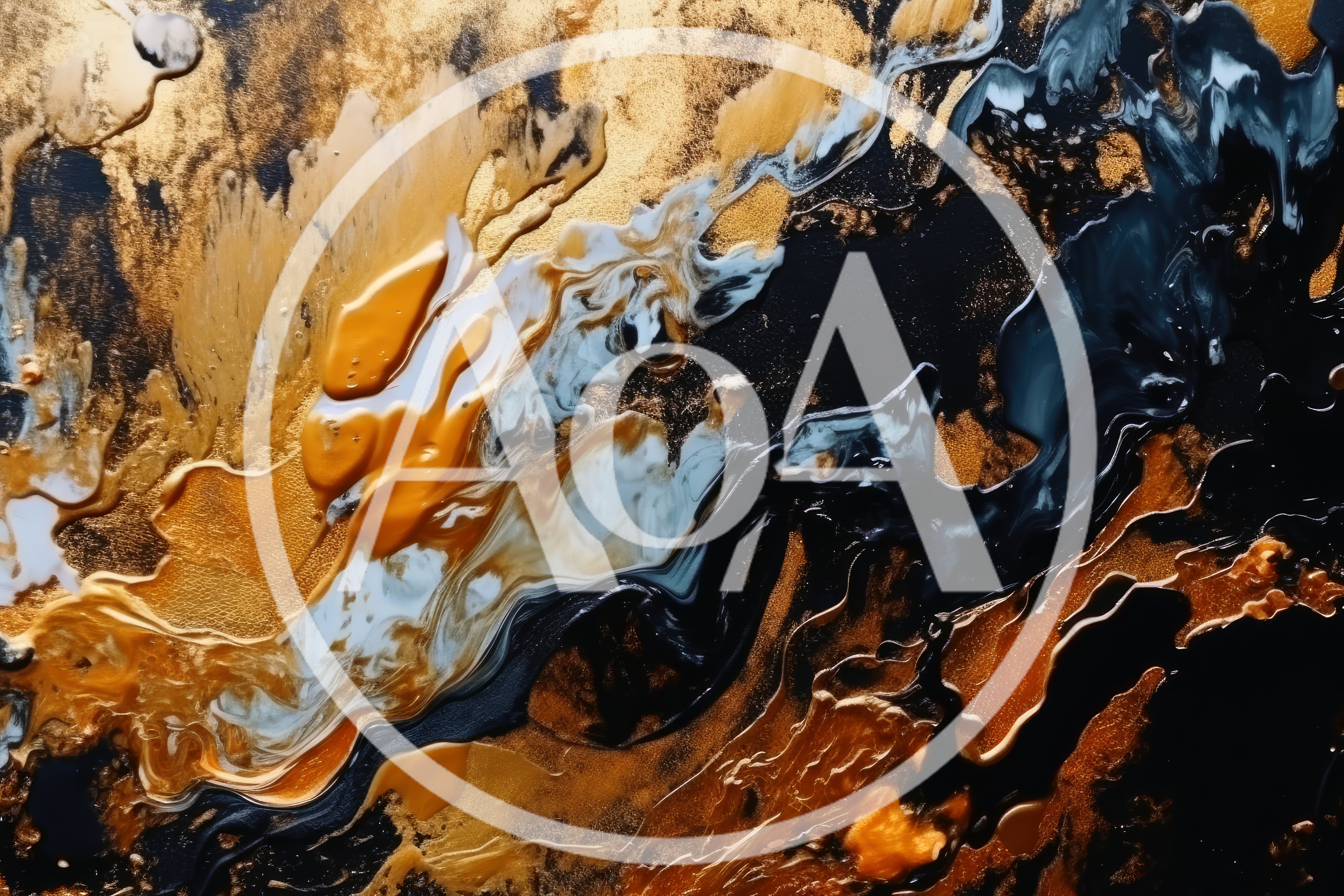 Abstract Fluid Art With Gold And Black Swirls