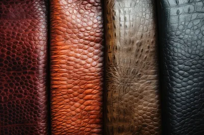 Four Textured Leather Strips In Different Colors