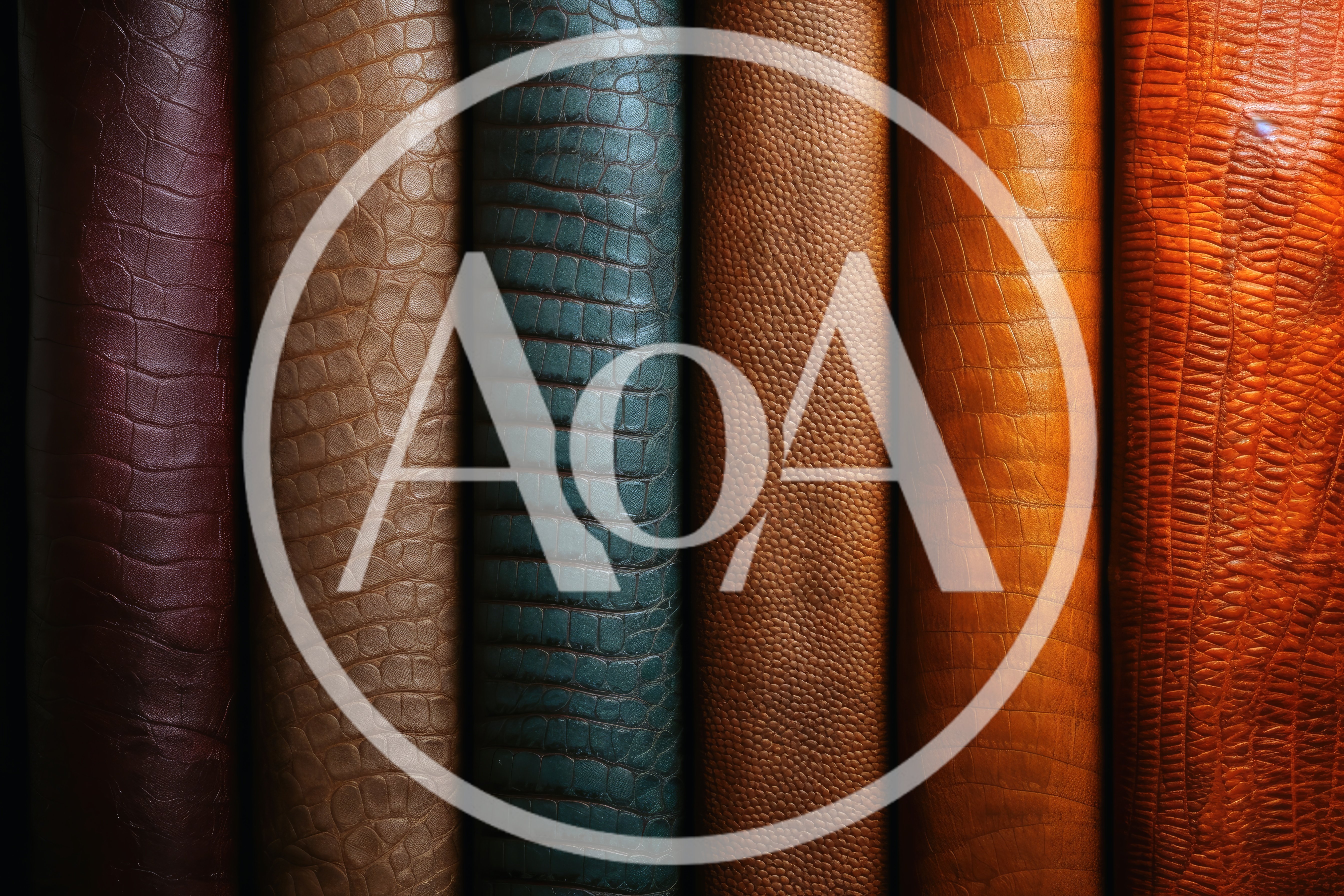 Vertical Rolls Of Textured Leather In Various Colors