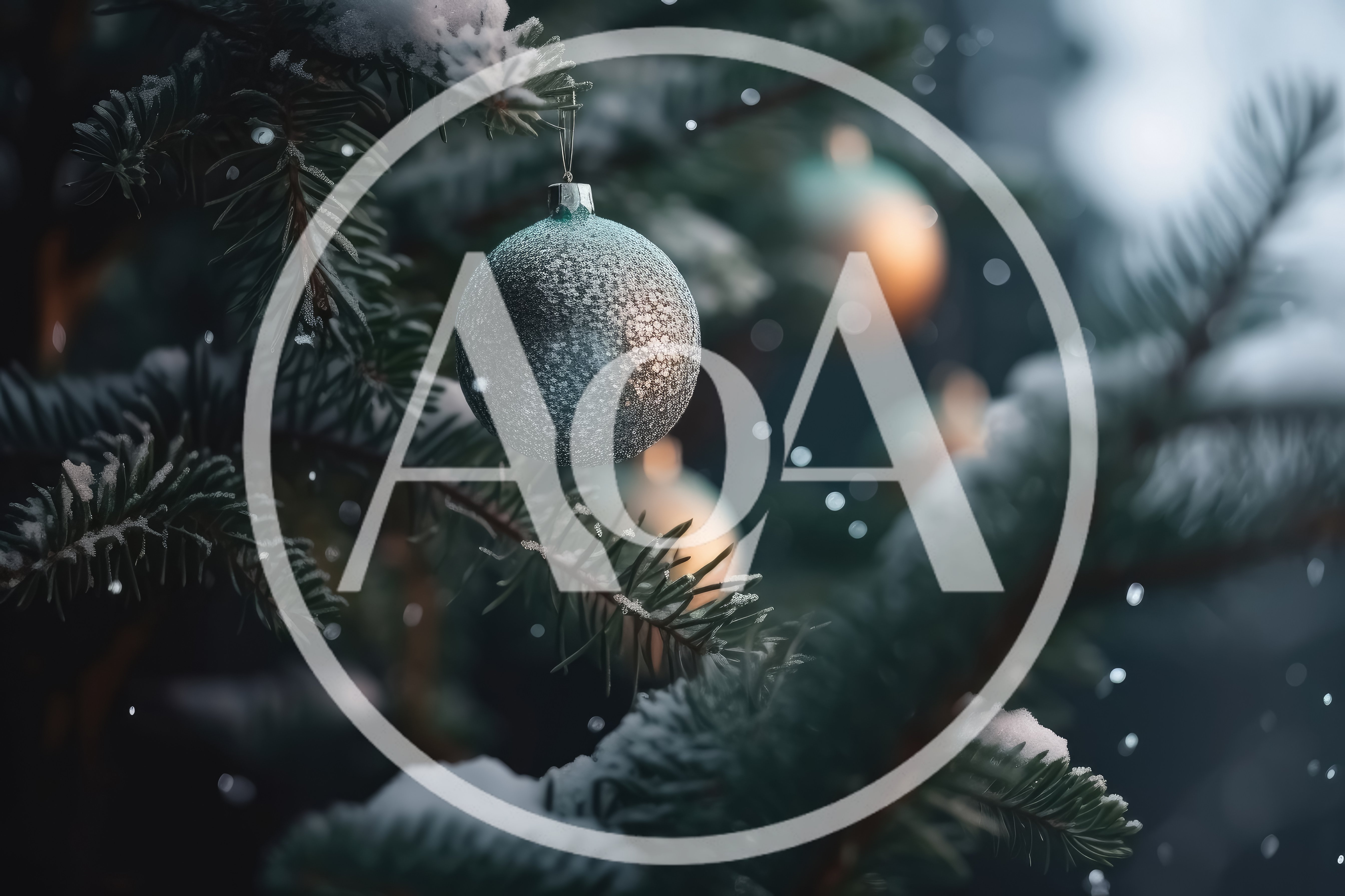 Silver Christmas Ornament Hanging On Snowy Pine Branch