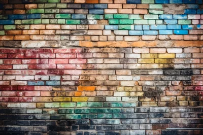 Multicolor Painted Brick Wall Texture Background