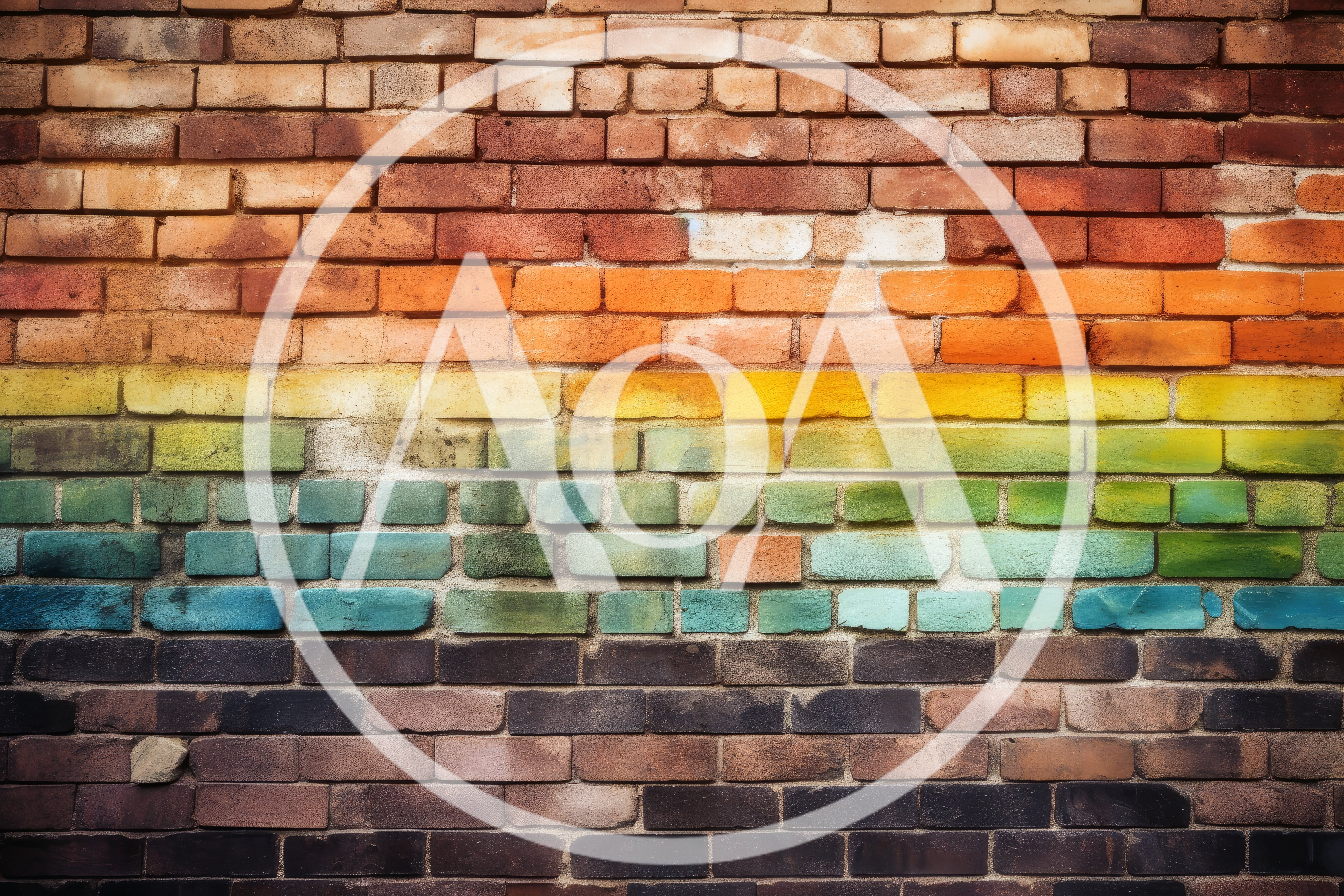 Rainbow Painted Brick Wall Texture Background