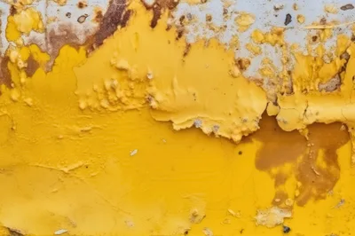 Macro Texture Of Peeling Yellow Paint On Metal