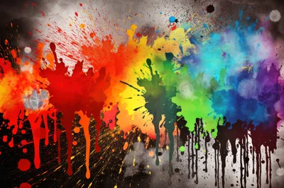 Abstract Rainbow Paint Splatter Background