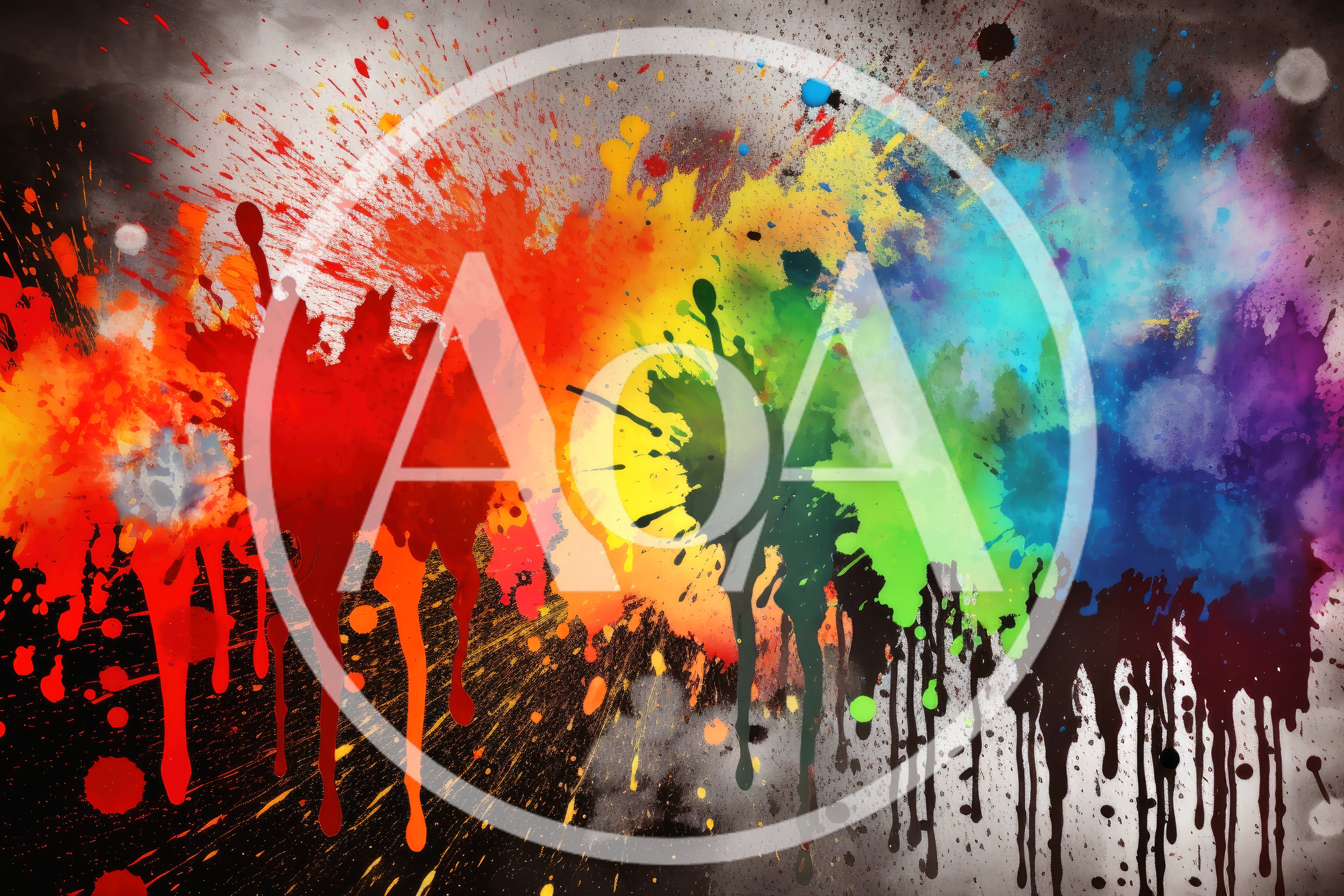 Abstract Rainbow Paint Splatter Background