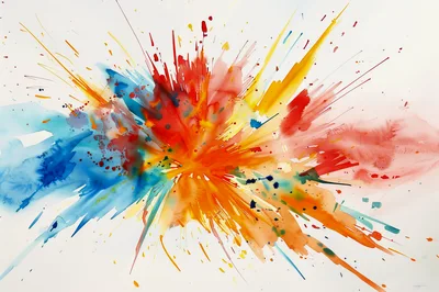 Abstract Watercolor Explosion With Vibrant Primary Colors