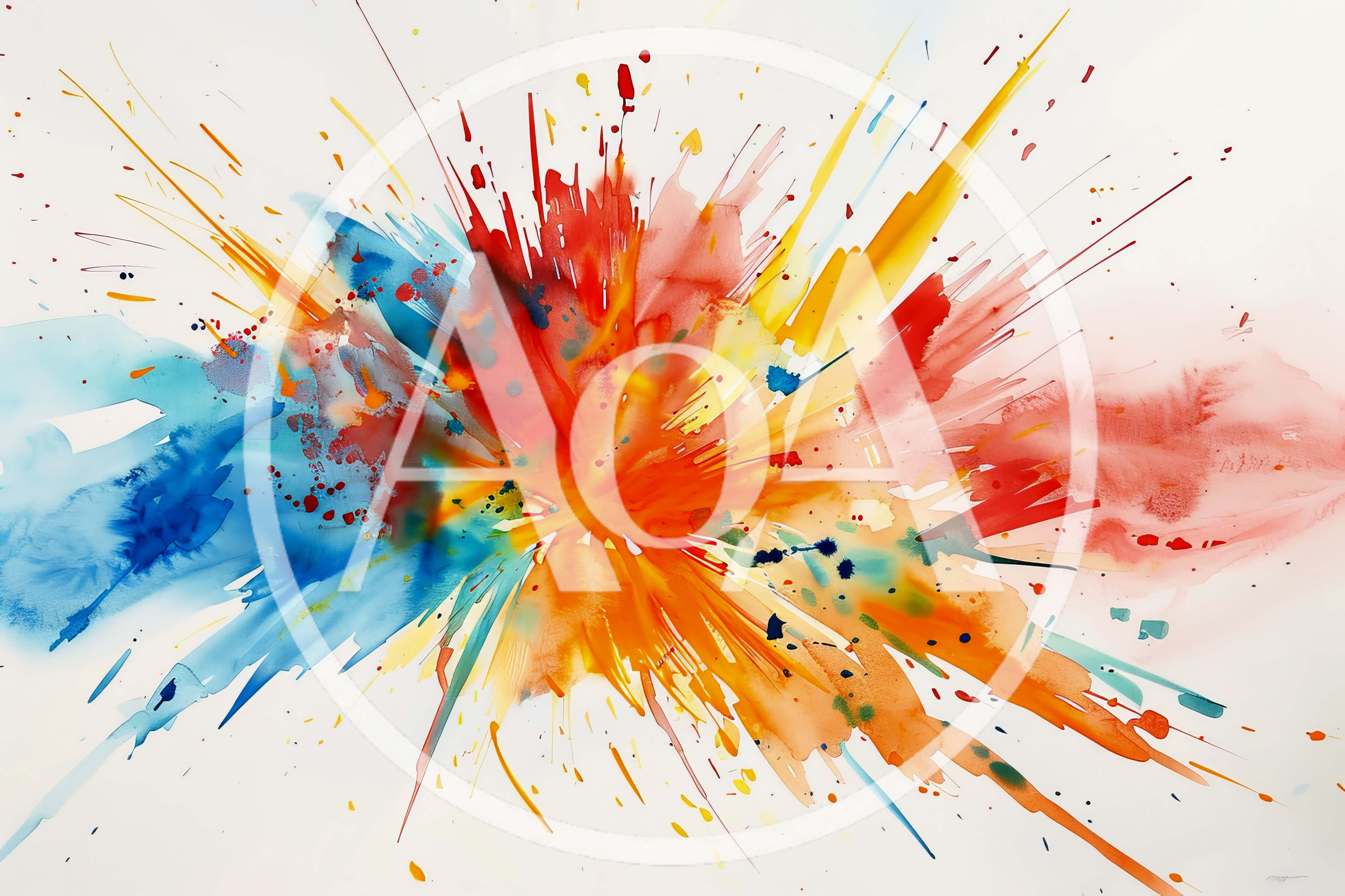 Abstract Watercolor Explosion With Vibrant Primary Colors