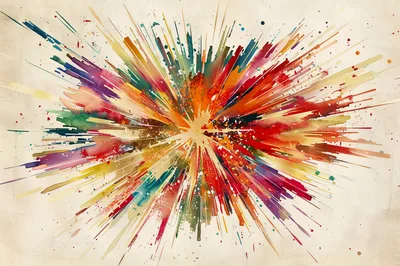 Abstract Colorful Paint Explosion Bursting From Center