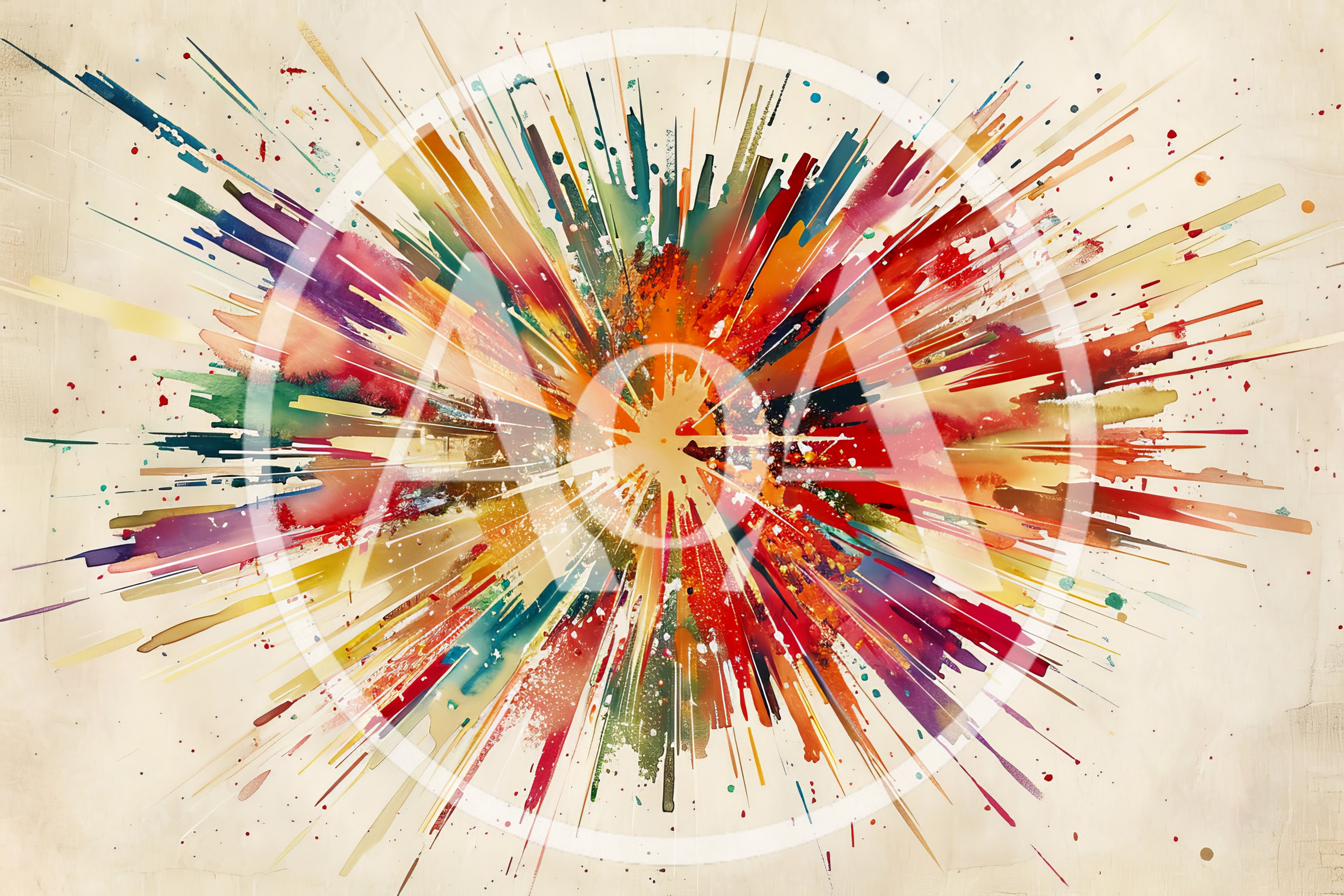 Abstract Colorful Paint Explosion Bursting From Center
