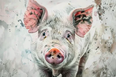 Close Up Portrait Of A Cute Piglet