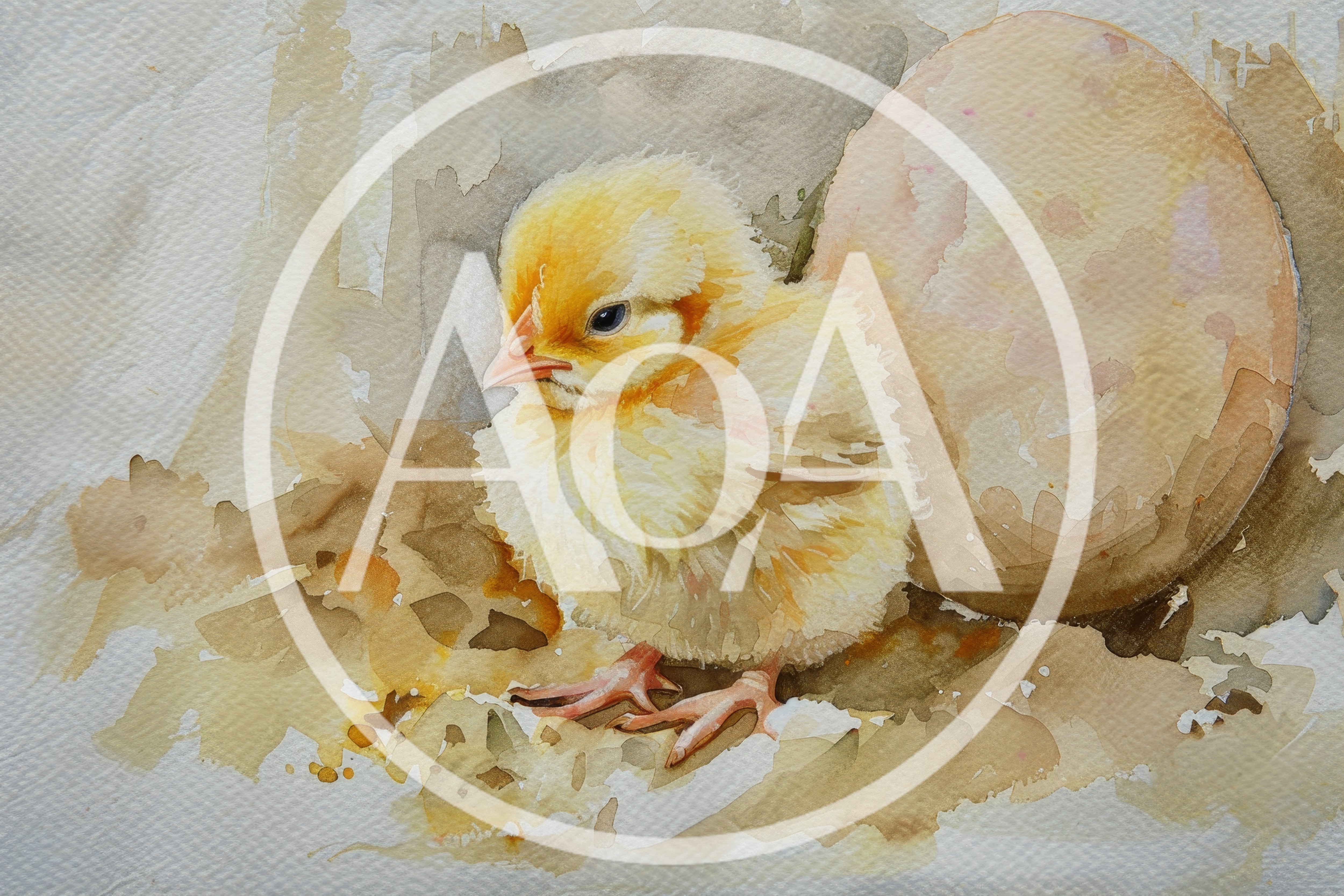 Watercolor Painting Of A Fluffy Yellow Chick