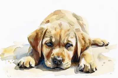 Watercolor Illustration Of A Cute Labrador Puppy