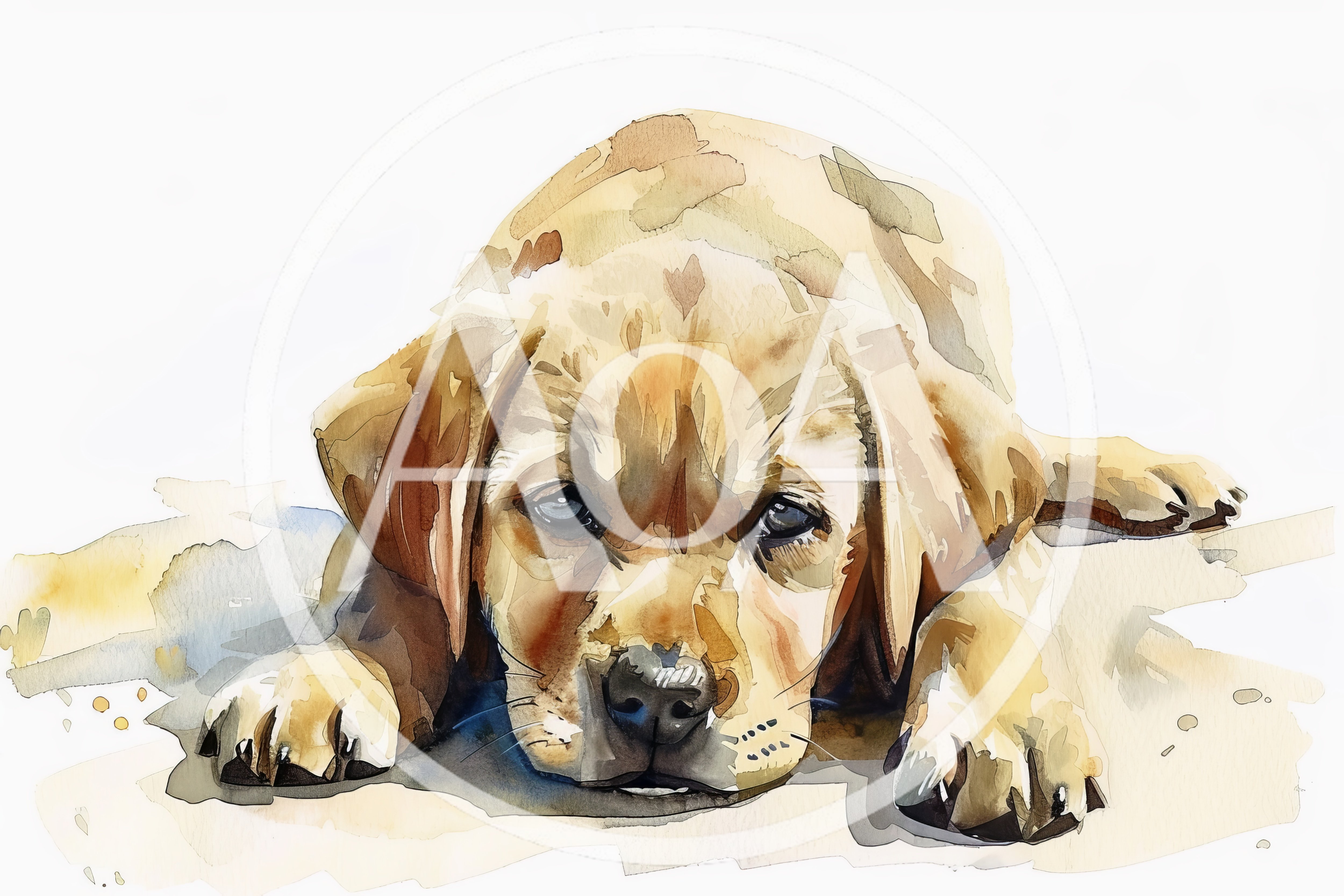 Watercolor Illustration Of A Cute Labrador Puppy